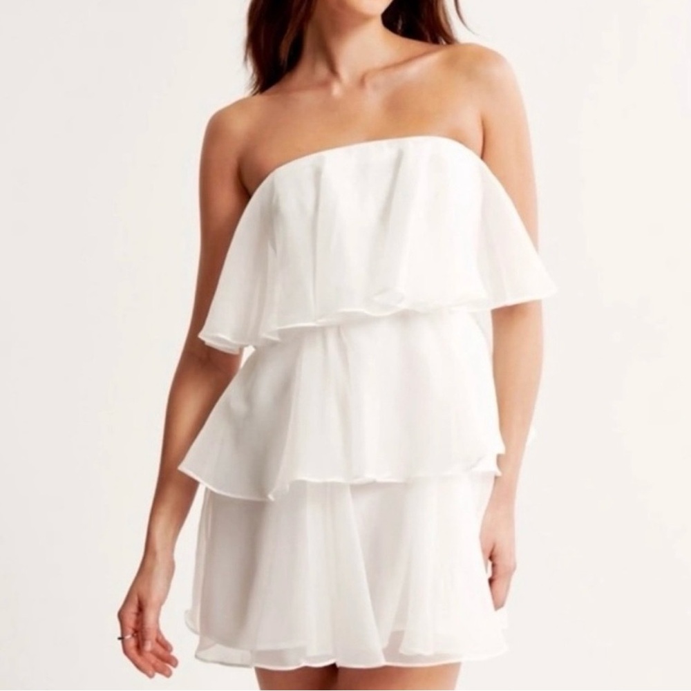 Abercrombie & Fitch Strapless Layered Cream Dress